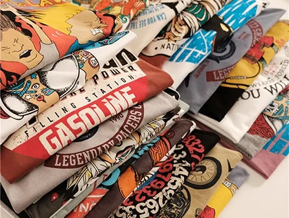 Stack of printed t-shirts